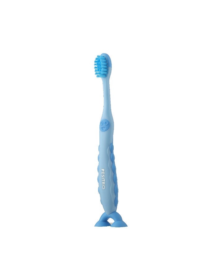 PESITRO UltraClean Smiley UltraSoft Kids Toothbrush – 5,180 Ultra-Soft Bristles with Dual Suction Cup Base - Image 3